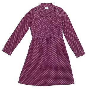 Hartford Women's Small Burgundy Pink Silk Geometric Floral Medallion Shirt Dress